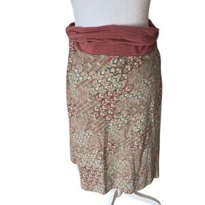 Patagonia Organic Cotton Convertible Skirt Boho Geo Print Foldover Waist Size M